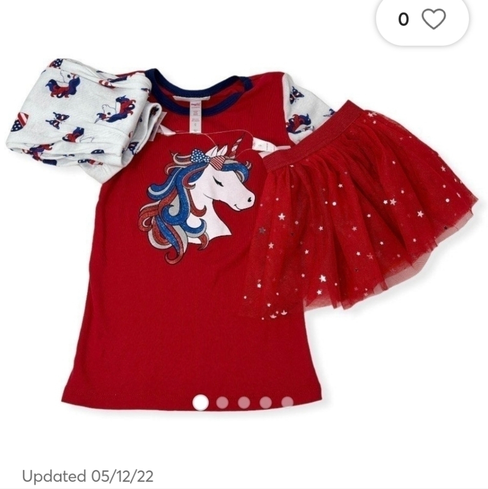 Bmagical by Btween sz 3T fourth of July unicorn 3 piece set outfit new w…